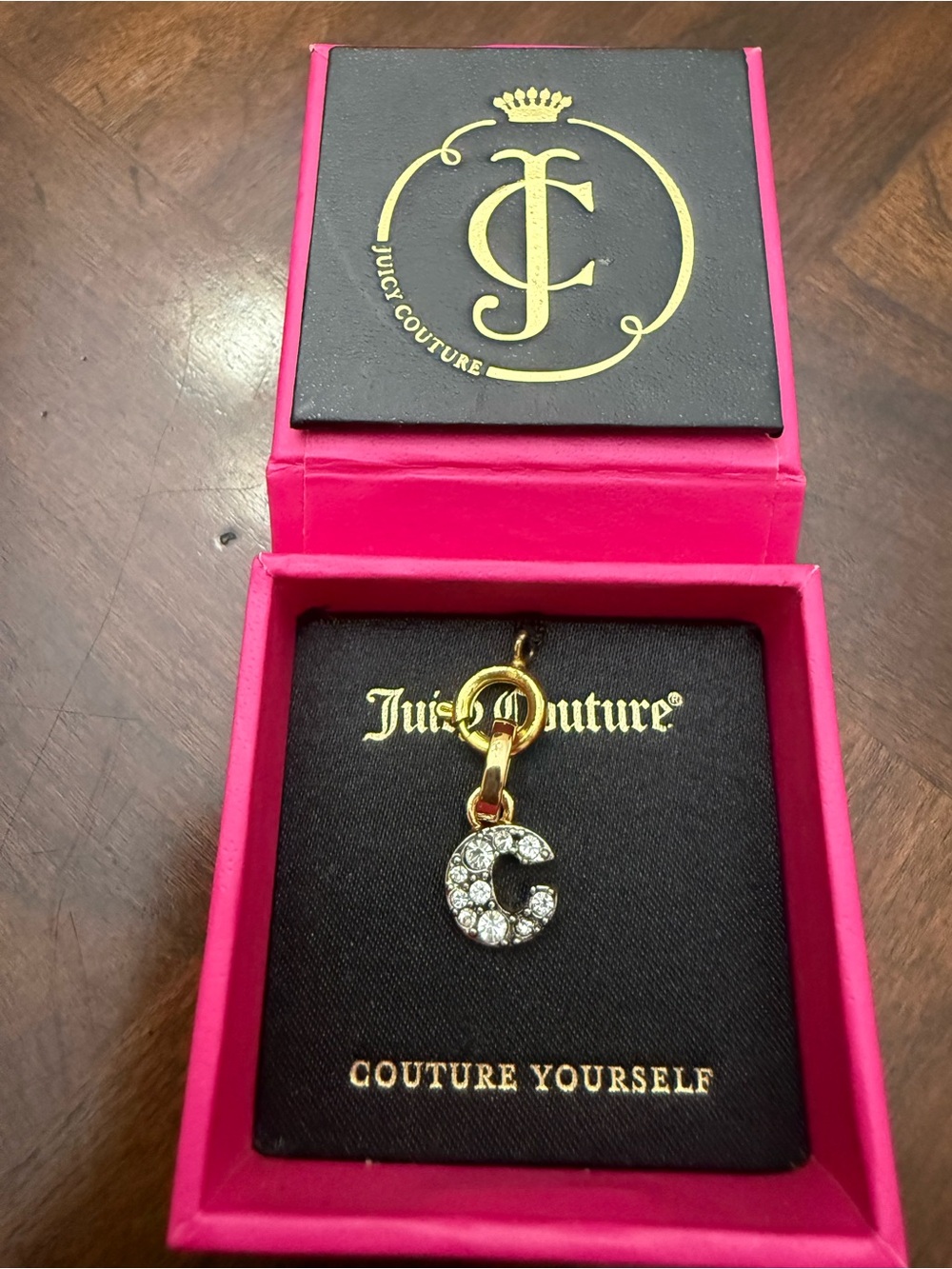 Juicy Couture Gold and Clear Crystal 'C' Charm Pendant